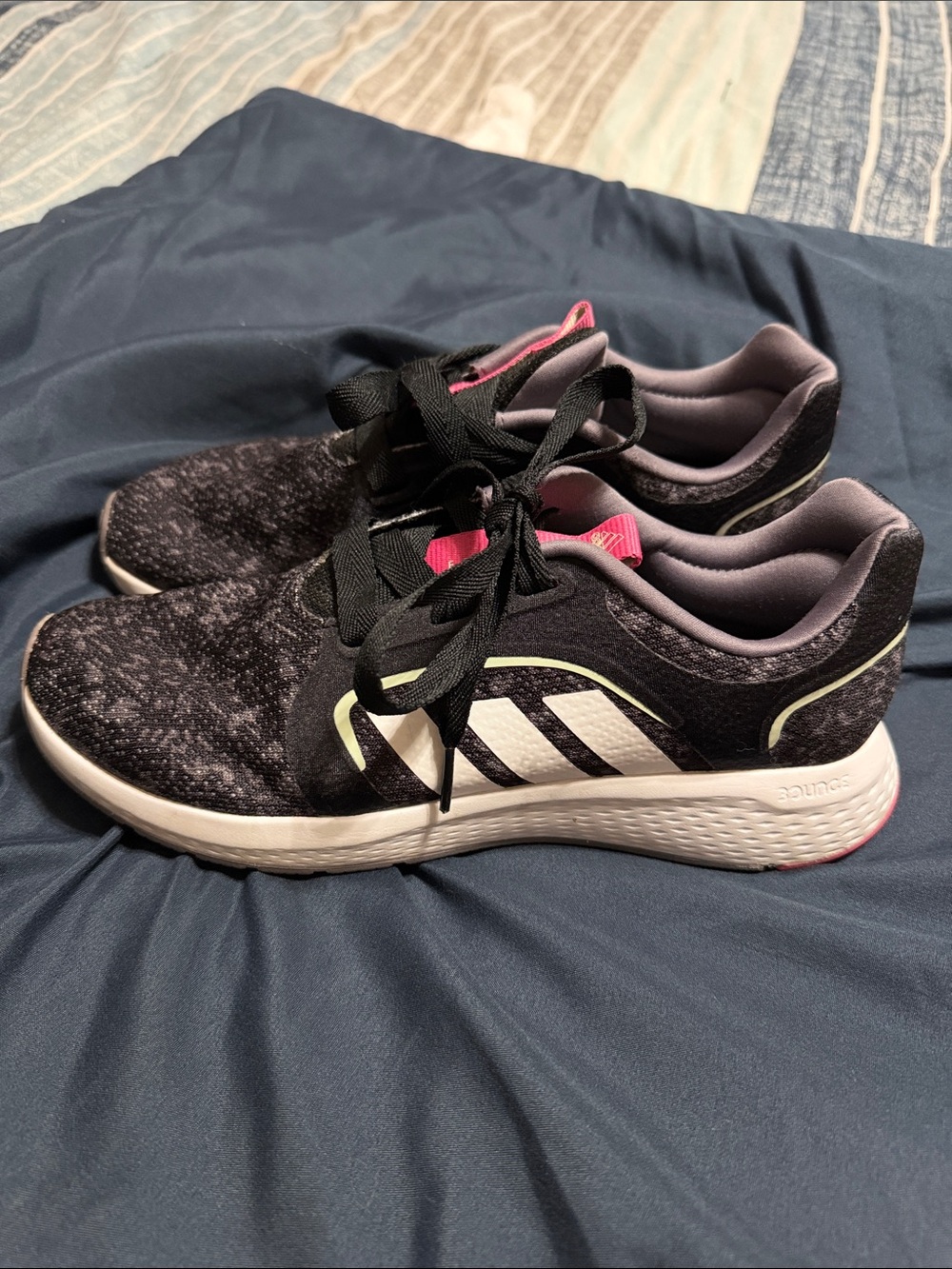 adidas Edgelux Black and Pink Women's Athletic Running Sneakers size 8.5